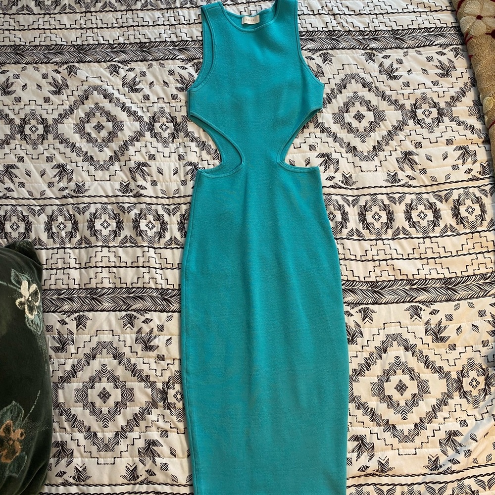 Turquoise body-con midi dress